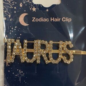 Gold plated zodiac‎ Taurus horoscope crystal Bedazzled bling hairclip jewelry